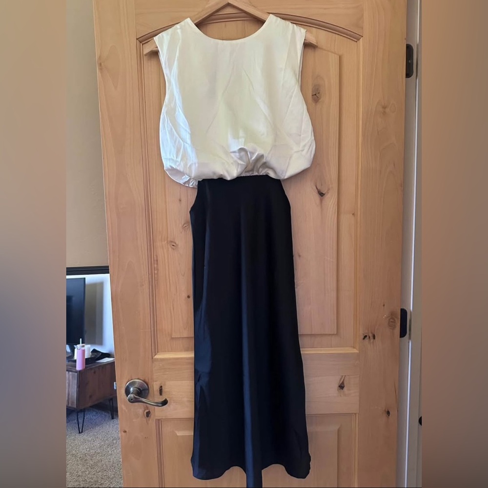 Lumiere Black and White Maxi A-Line Skirt for Casual Wear